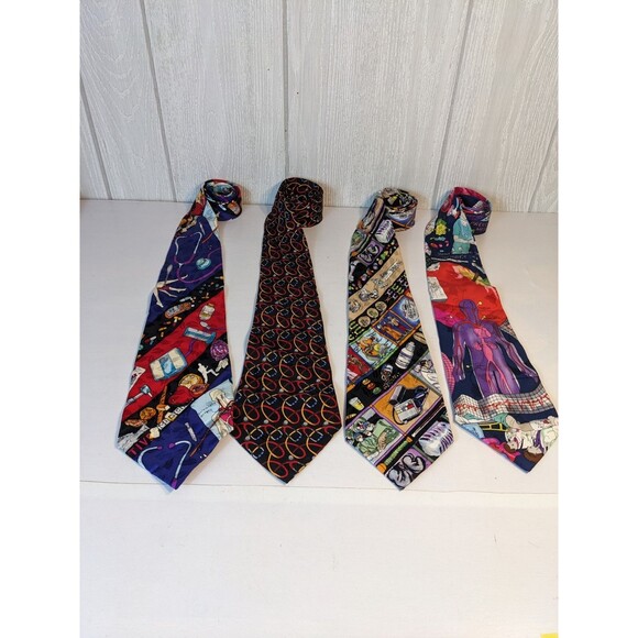 VTG Nicole Miller Ties Medical Theme Bundle Set Of 4 90s EUC - Picture 2 of 11